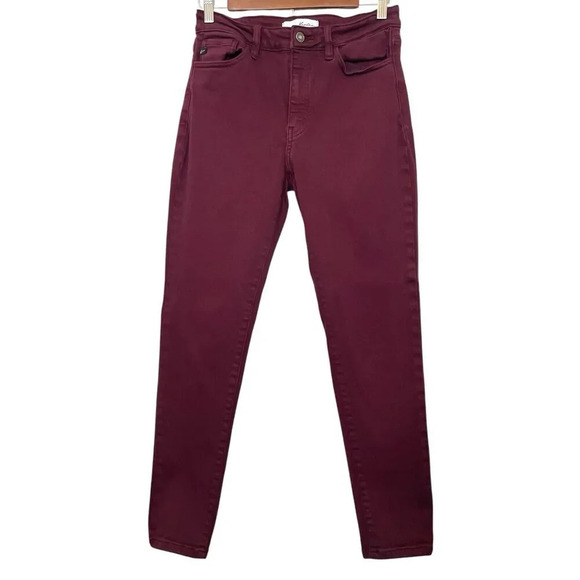 KanCan Burgundy Stretch Mid Rise Modal Blend Skinny Jeans Size 28 - Picture 1 of 8